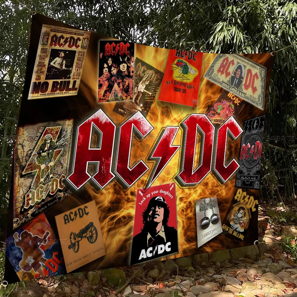 Rock Singer A-AC D-DC Band High End Quality Banner Printing Artistic Atmosphere Style Camping Flag