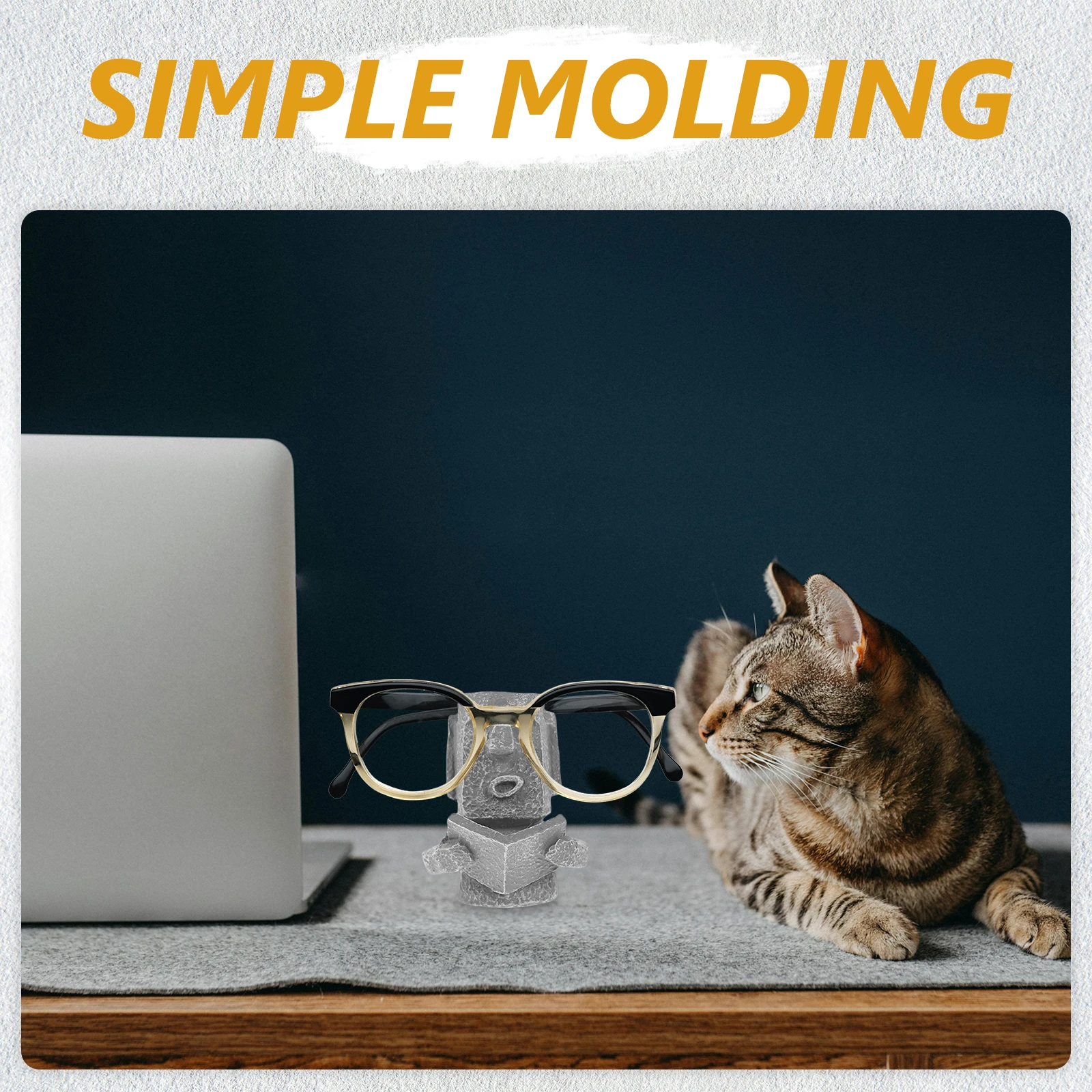 

Eyeglasses Holder Stand Head Resin Bracket Desktop Pen Rack Stone Portrait Glasses Storage Stylish Desk Decor