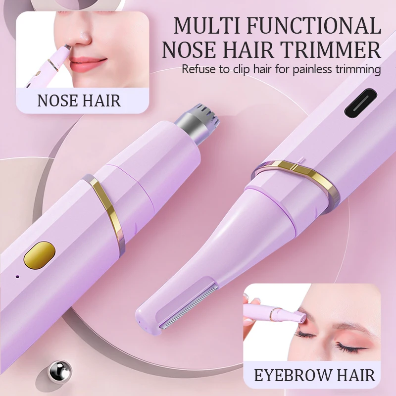 2-in-1 Electric Eyebrow Trimmer And Nose Hair Groomer USB Rechargeable Facial Hair Trimmer Pain-Free Precision Grooming Tool ﻿