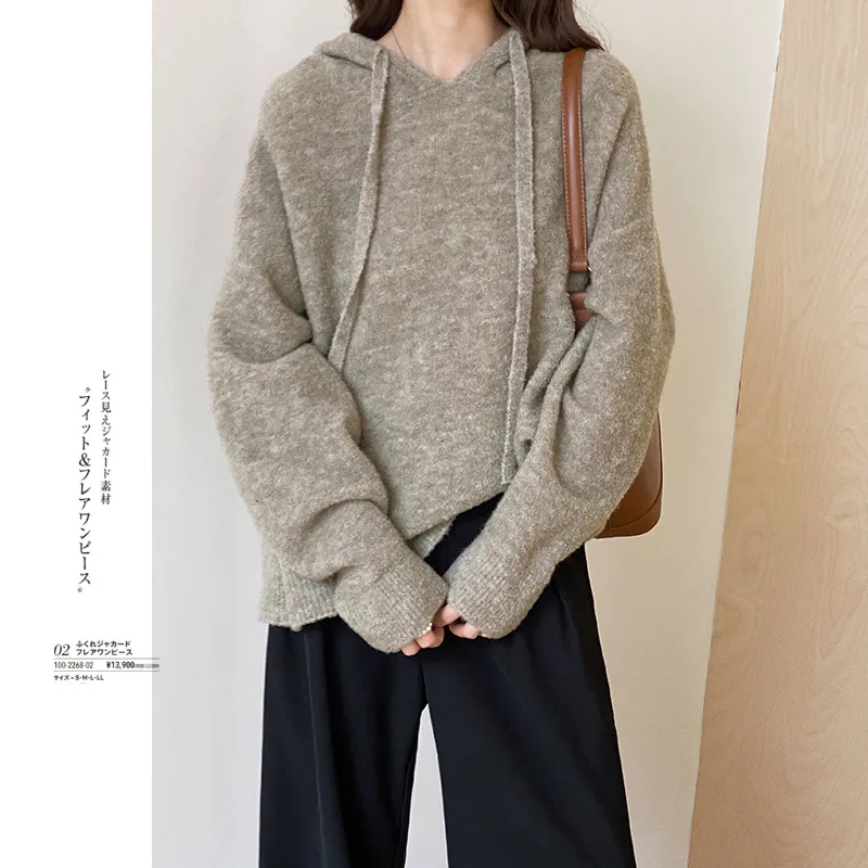 hoodies pullover women wool clothes fashion top sweater womens hoodie oversized sweaters winter tops korean woman knit vintage v