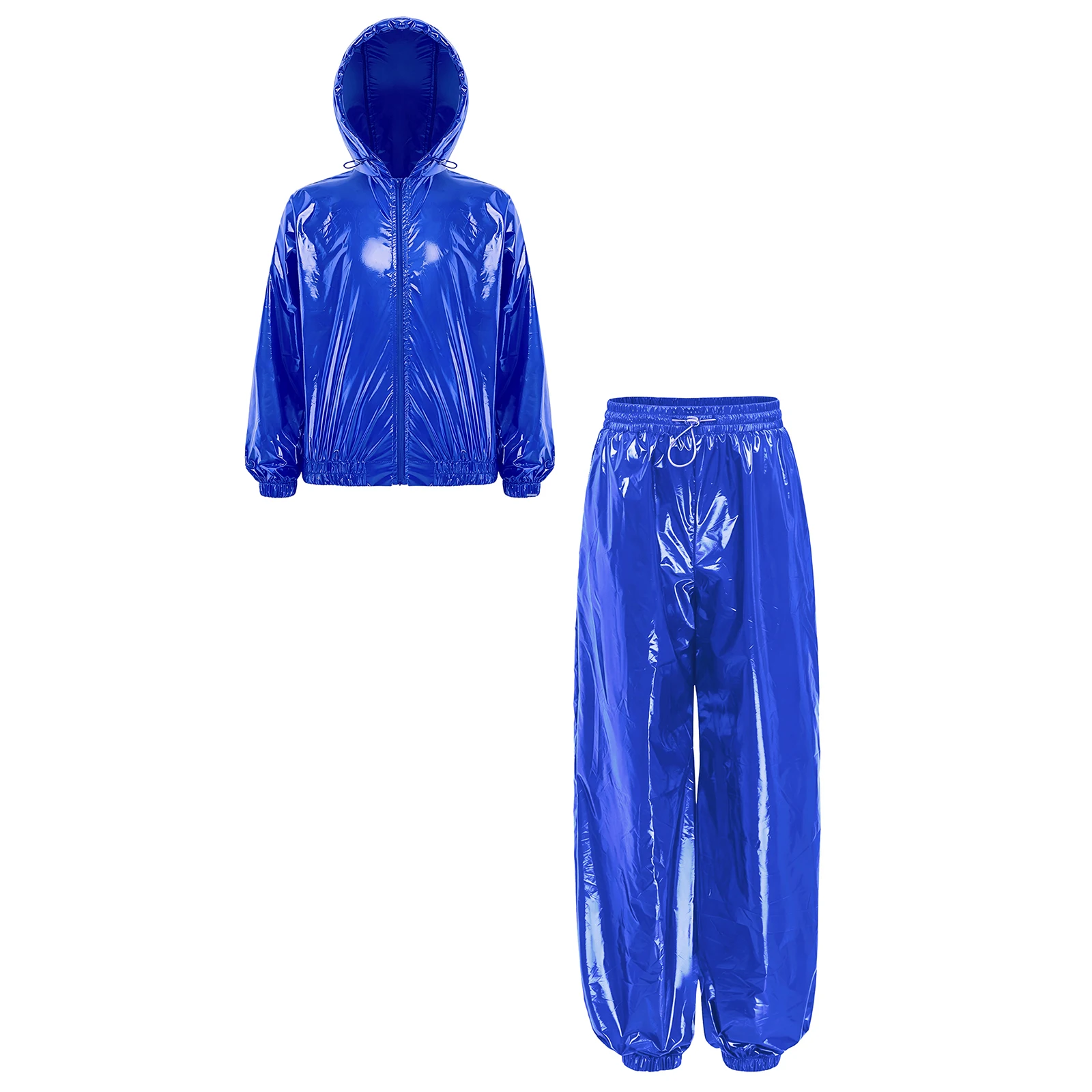Kids Boys Girls Water Resistant Outfit Long Sleeve Drawstring Hooded Jacket with Jogger Pants Suit for Hiking Fishing Raincoat