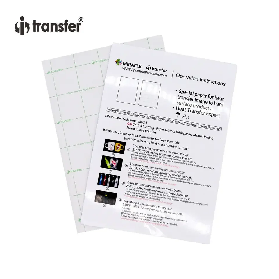 Papel a4 da transferência do laser do uso do i-transfer multi para plásticos de esferográfica, plutônio, produtos de madeira/bambu que imprimem o papel de transferência