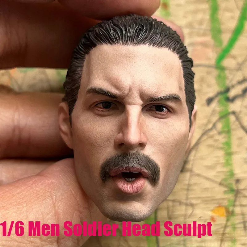 

1/6 Male Soldier Freddie Mercury Head Sculpt Carving Handsome Rock Country Musician For Diy 12'' Action Figure Best Fans Gift