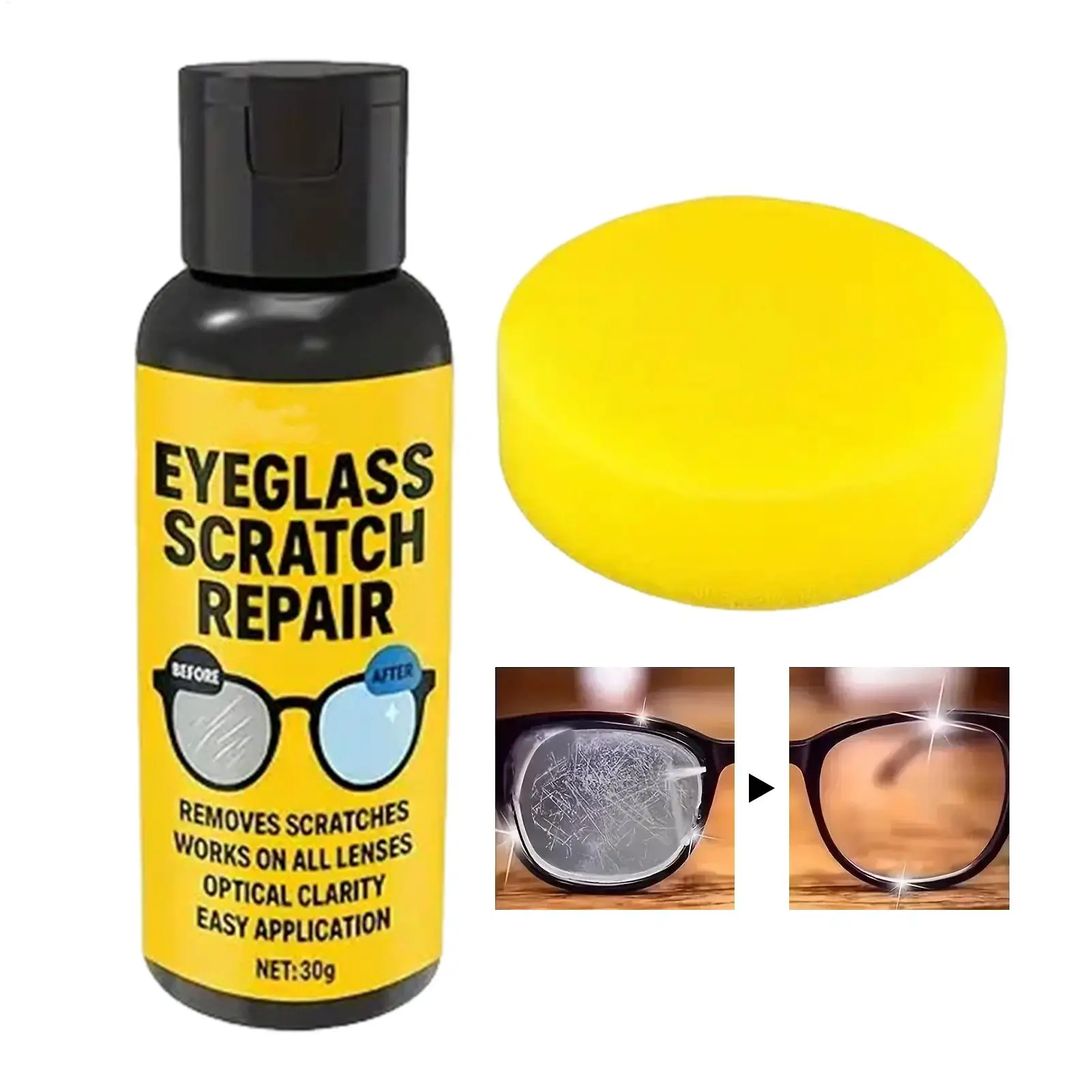 Glasses Scratch Remover Mirror Grinding Cleaner Polishing Scratch-Resistant Solution for Camera Table Screen Car Stove Watch