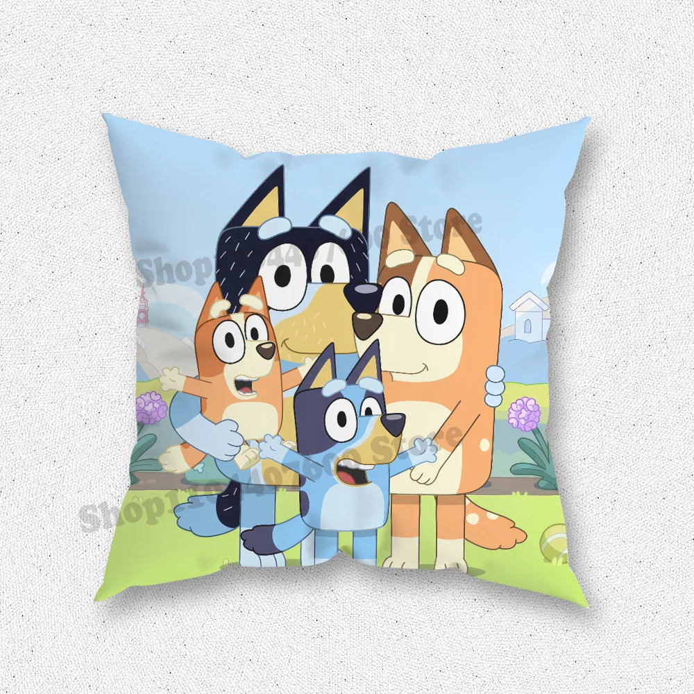 Cute B-Bluey-s D-Dog Cartoon Pillow Case For Home Bedroom Room Decoration Living Room Sofa Cushion Cover Suitable