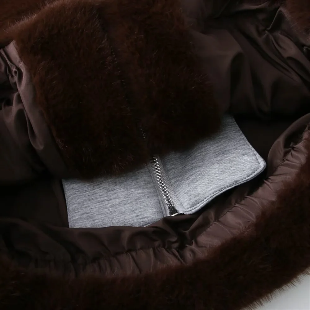 2025 겨울 신상품 여성 패션 캐주얼 휴가용 투피스 인조 퍼 효과 후드 재킷 코트