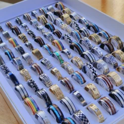 12pcs/lot Wholesale Fashion Simple Stainless Steel Ring For Men Women Beautiful Trendy Punk Jewelry Vintage Birthday Party Gifts