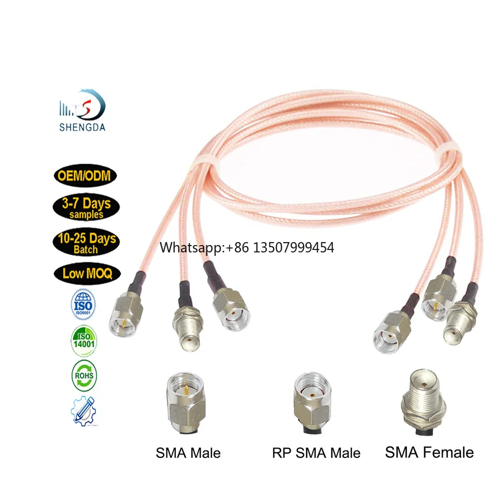 Cable Coaxial RG316 Personalizado, Plateado, SMA Macho a SMA Hembra, Baja Pérdida, Ensamblaje de Cable Coaxial RF