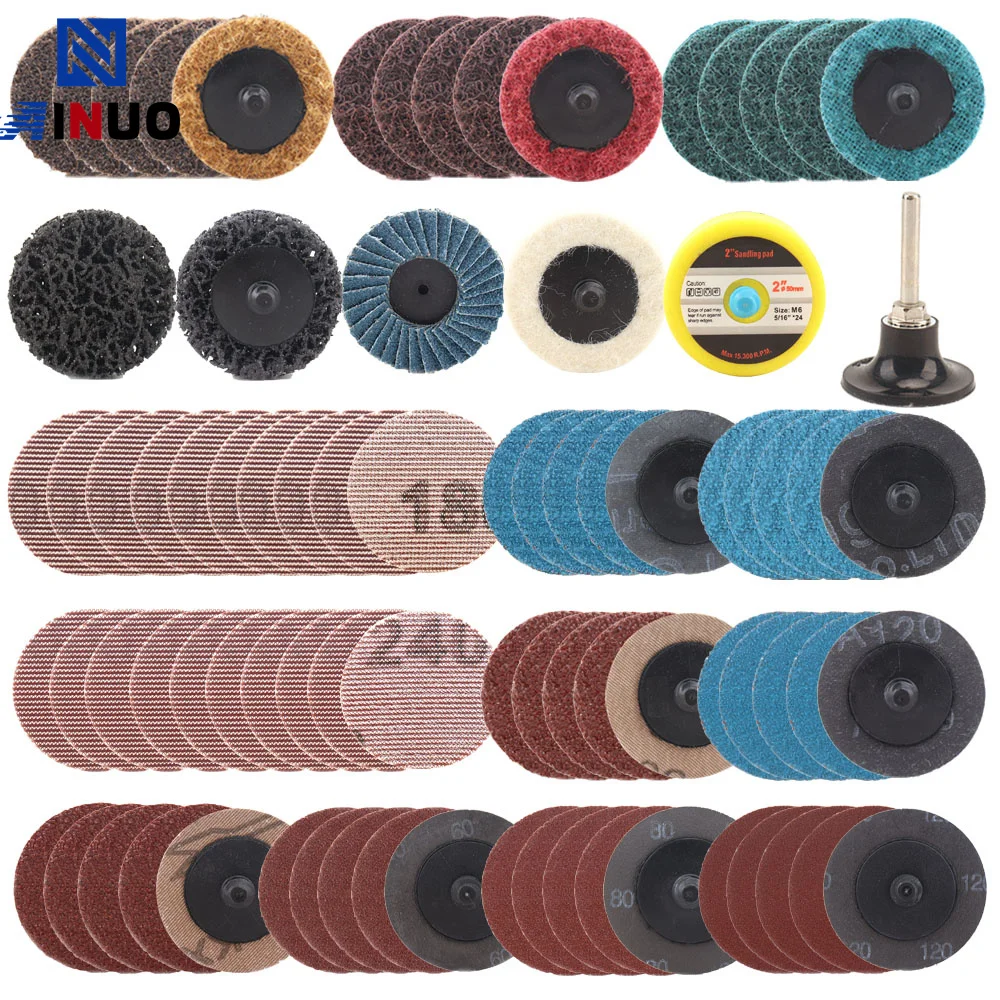 

2inch Sanding Disc Pad Holder For Plate Quick Change Snading Disc Sandpaper Grinding Wheel Set Abrasive Tools 36-240 Grit