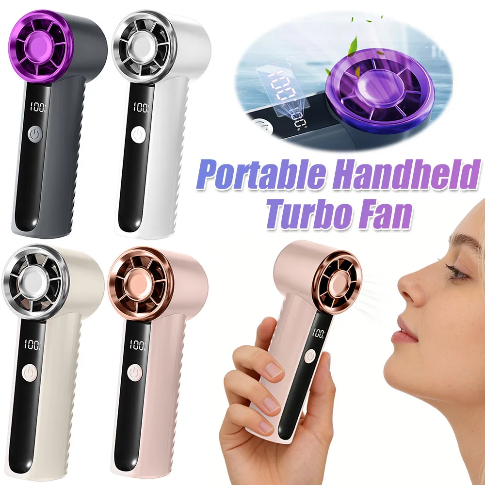 

Handheld Turbo Fan 100 Speeds 16000 RPM Rechargeable Personal Fan Portable Pocket Fan for Travel Camping Beach Makeup