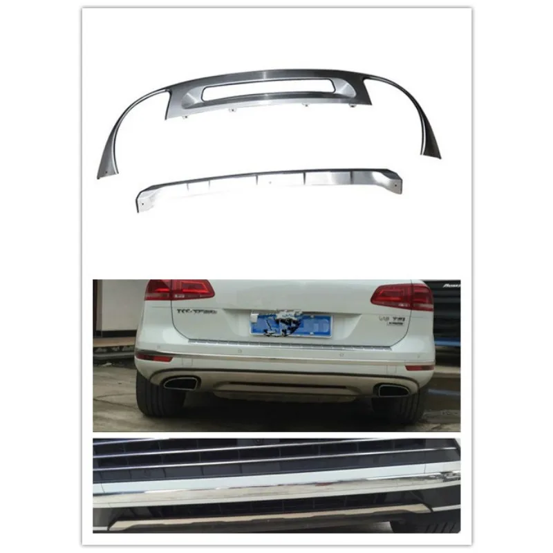 Stainless Steel Front + Rear Bumper Skid Protector Guard Plate For 2012 2013 to 2014, 2016 to 2018 for  for Volkswagon Touareg