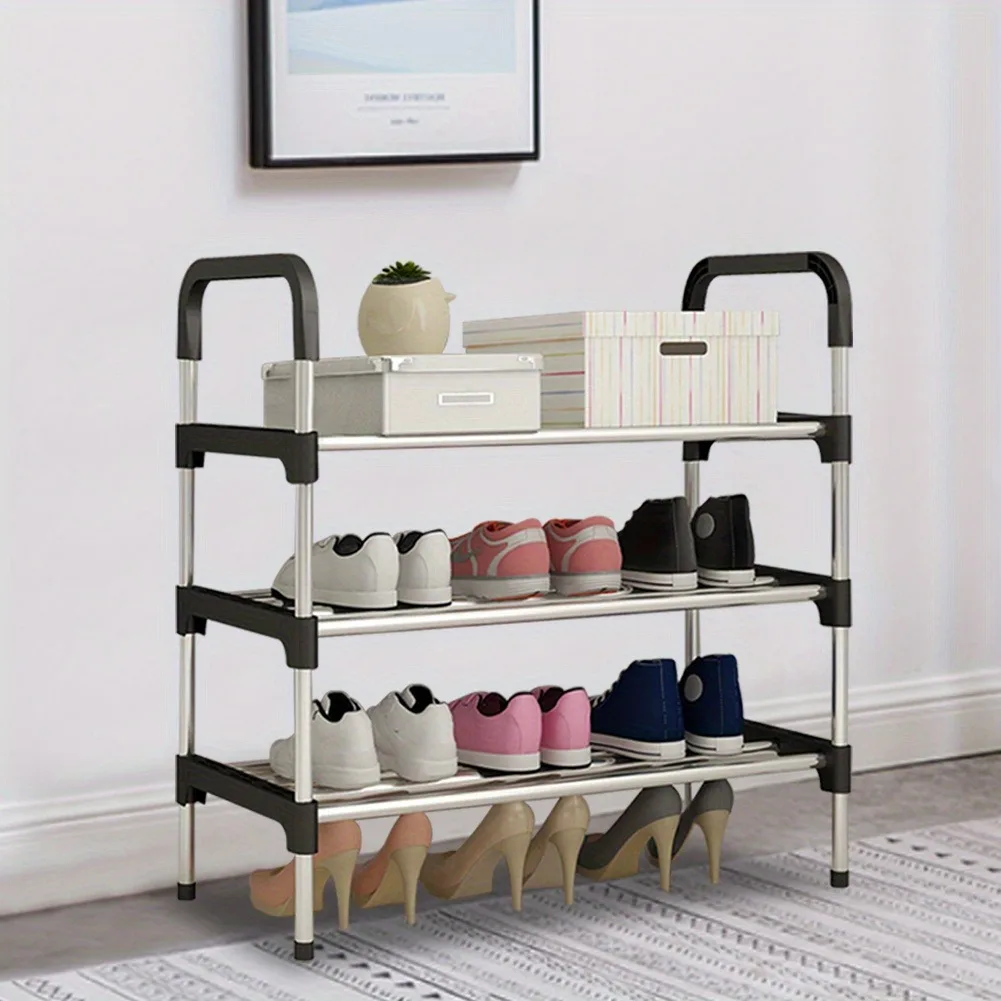 Black Space Saving Multi-layer Shoe Rack - Easy to Install, Large Capacity Metal Shoe Organizer for Entryway, Living Room, Bedro