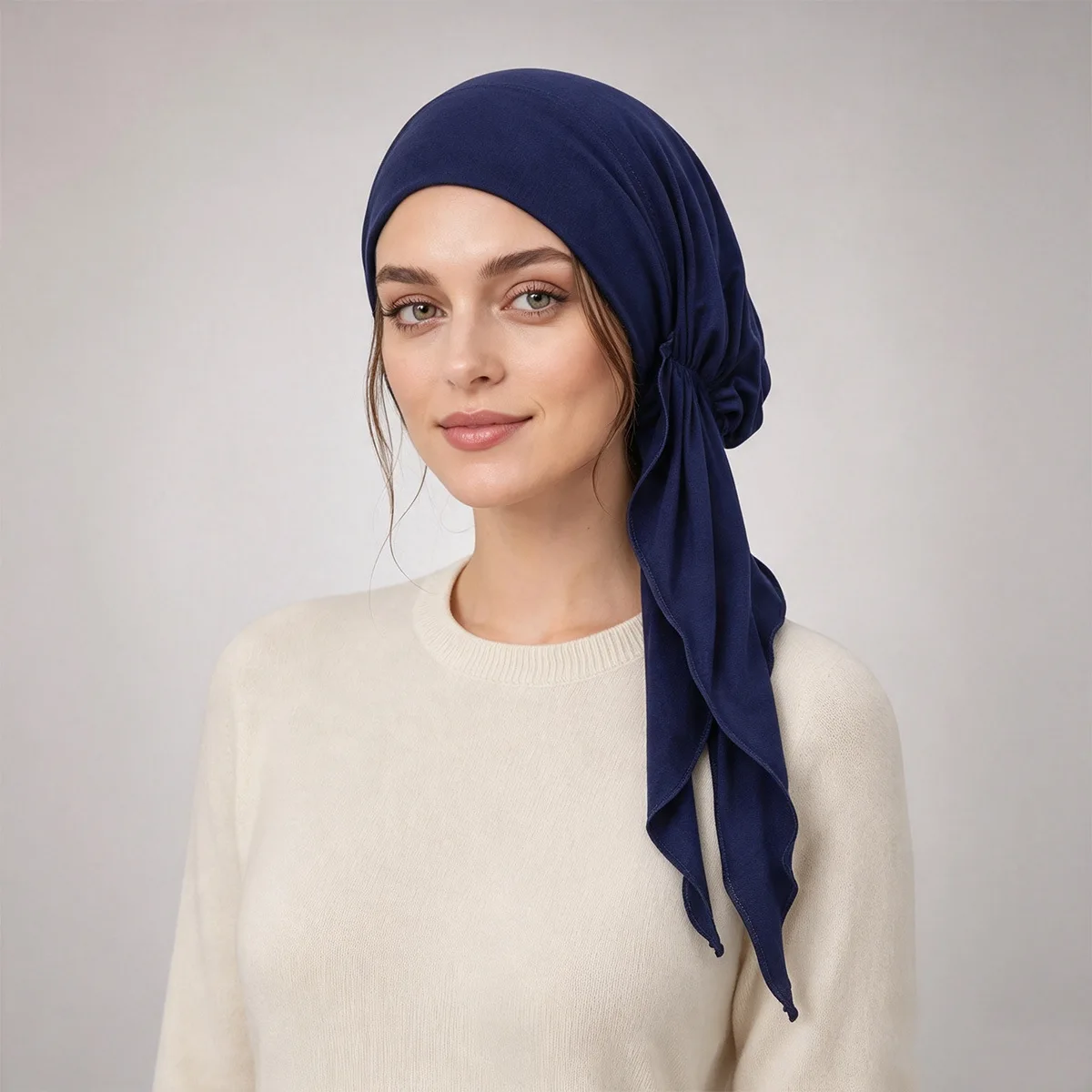 Muslim Women Comfortable Turban Head Wrap Soft Stretch Fabric With Long Tails Casual Daily Head Accessory Turbante Mujer