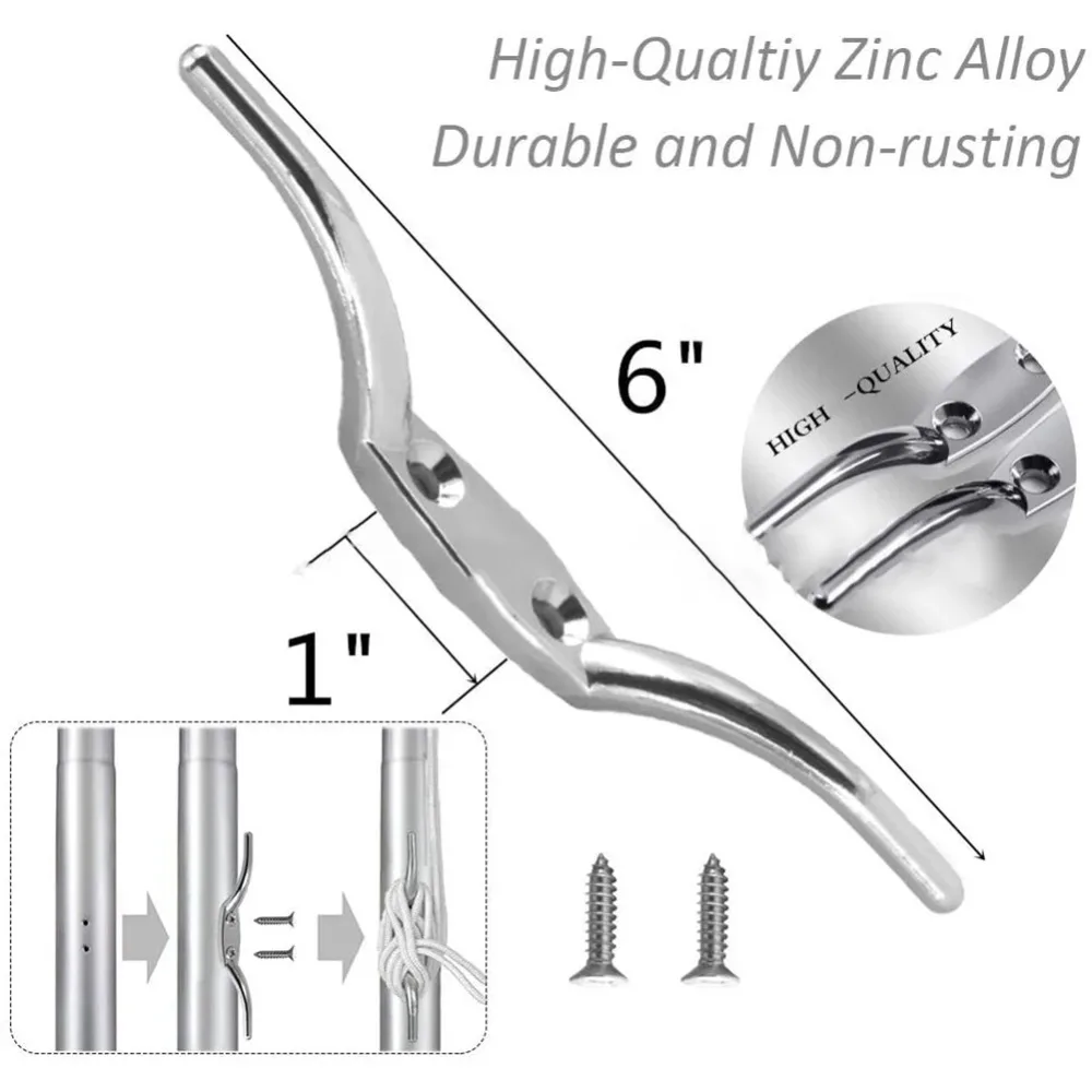 Aluminum Alloy Flag Pole Tool Set Nylon Braided Rope Upgrade Flag Pole Parts Repair Kit Metal Flag Clips Cleat Hook