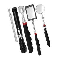 5 in 1 Portable Telescoping Flexible Head Inspection Mirror with LED Light Adjustable 360 Degree Swivel Viewing Auto Hand Tools