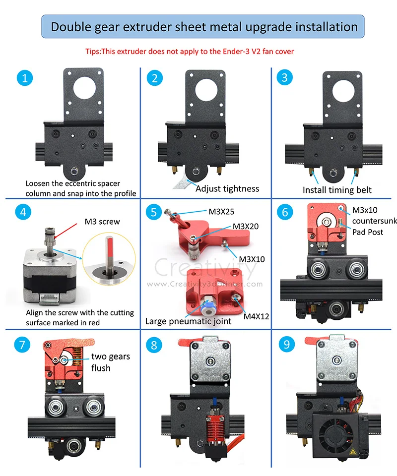 Kit de placa de soporte de extrusora de doble engranaje de accionamiento directo mejorado para Ender-3 Ender 3 Pro CR 10, adaptador de extrusora CR 10S piezas de impresora 3D