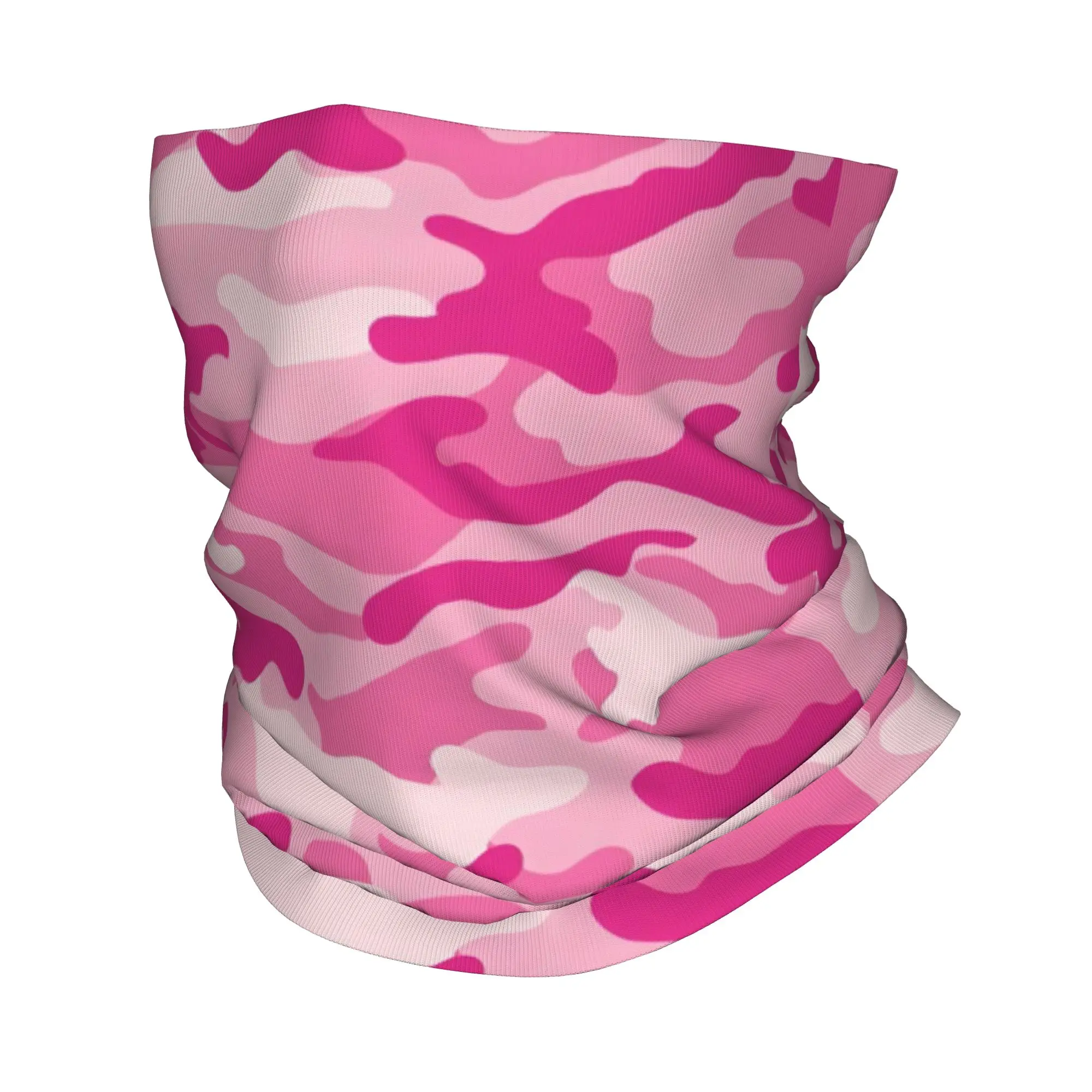 Custom Camo Bandana Neck Warmer Women Men Winter Hiking Ski Scarf Gaiter Pink Camouflage Pattern Face Cover