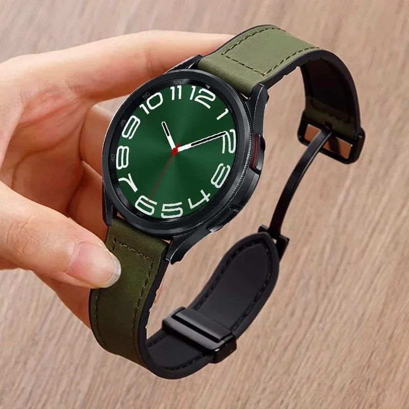 

Кожаный силиконовый ремешок для Samsung Galaxy Watch 4 5 6 7 40 мм/44 мм, магнитный для Galaxy Watch 4/6 Classic 43 47 мм 42 46 мм 2031