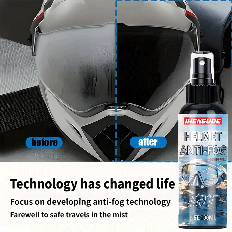 Helmet Anti-Fog Spray 50ml -25°C Motorcycle Car Glass Mirror Winter Safety Clear Vision Quick Apply Multi-Use Defogger
