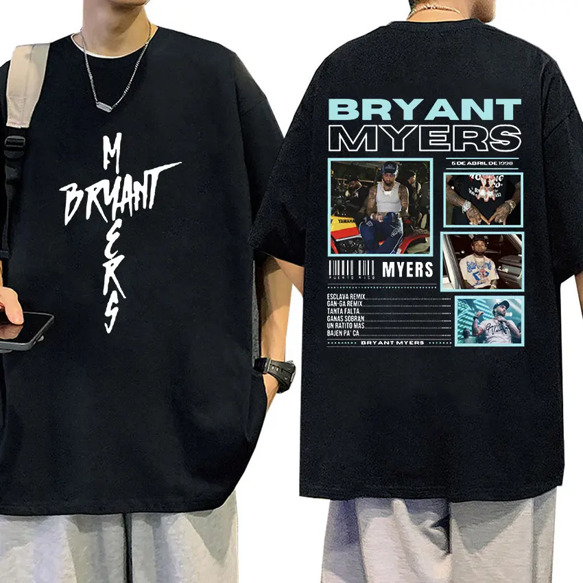 Rapper Bryant Myers Tour 2025 Graphic T Shirt Men's Hip Hop Cool Short Sleeve T-shirt Retro Oversized Cotton T-shirts Streetwear