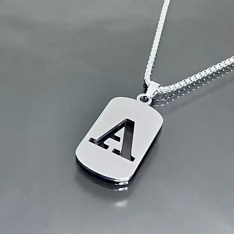 

26-Letter Alphabet Titanium Steel Necklace Unisex Student Couple's Fashion Accessory Stylish and Versatile Sweater Chain
