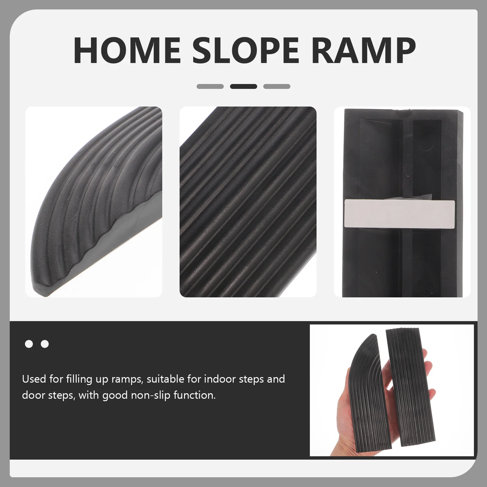 

4pcs Rubber Threshold Ramp Non-Slip Water-Resistant Traction Surface Anti-Skid Groove For Home Doorway Step Slope Ramps