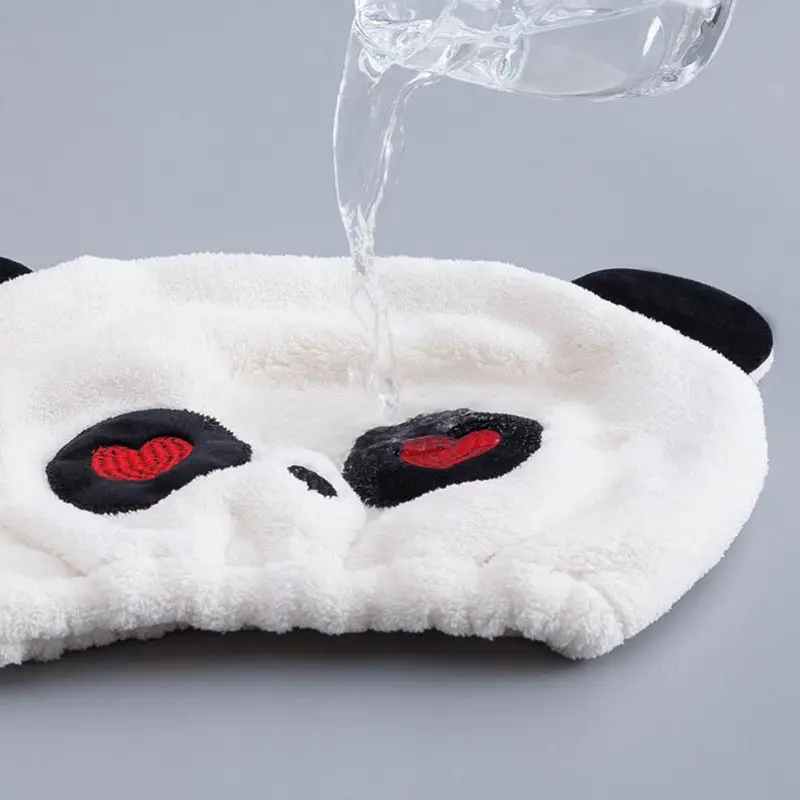 1Pc Women Dry Hair Hat Cute Panda Super Absorbent Hair Towel Quick-Dry Hair Turban Bathroom Adult Shower Cap Head Wrap Hat