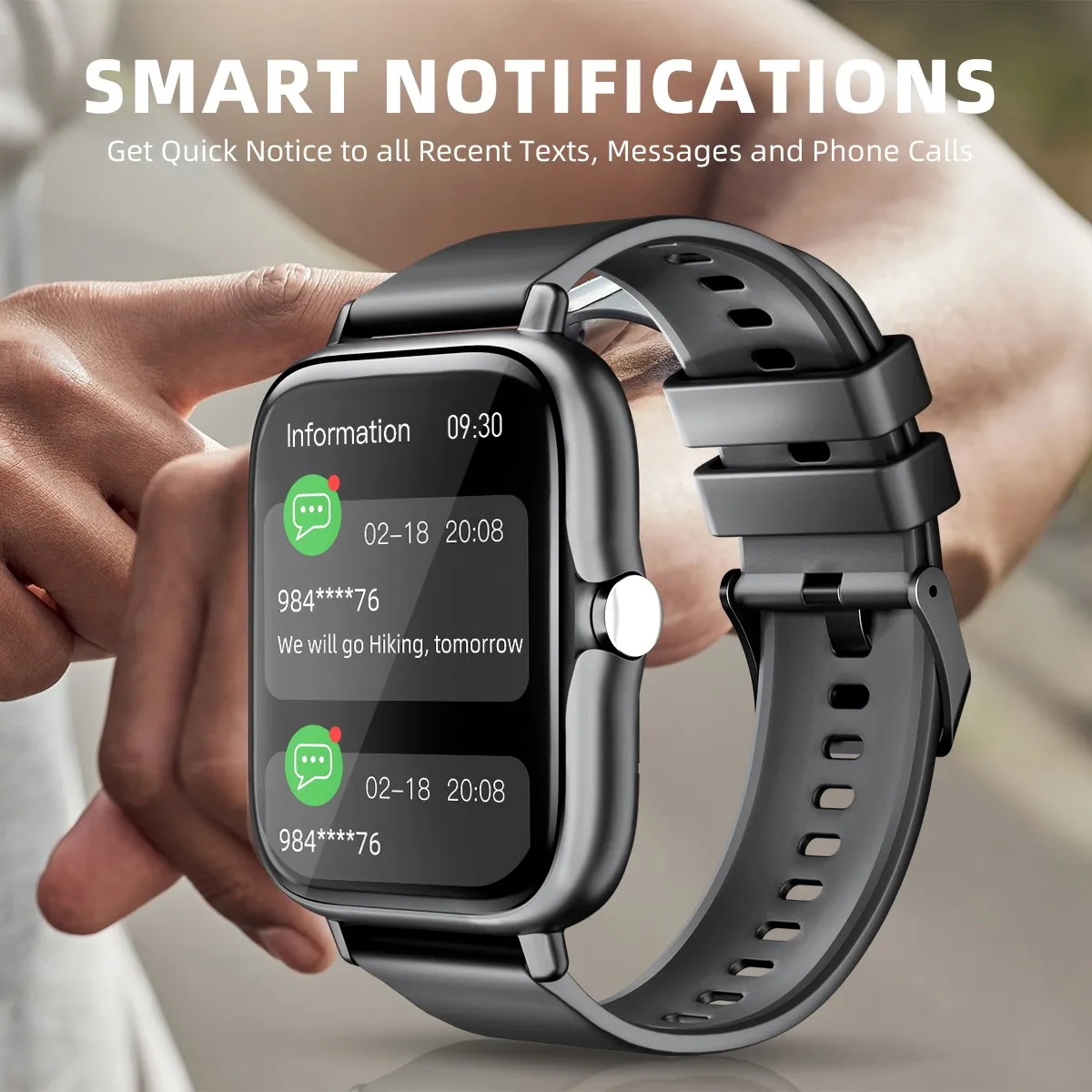 Jam Tangan Pintar Tahan Air 1.83 &#039;&#039;dengan Panggilan Jawaban Pesan Pemantauan Tidur Peringatan Informasi Pedometer Olahraga Untuk iPhone Android