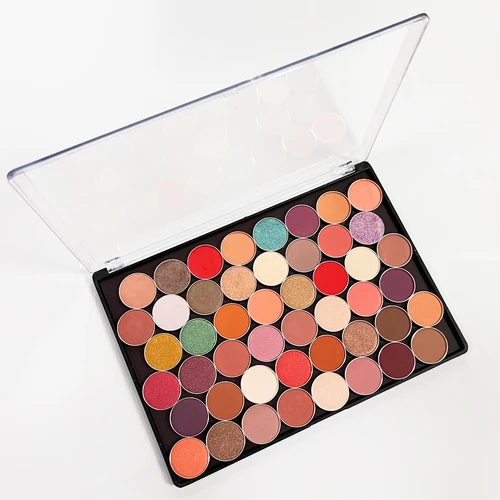 Paleta de sombra de ojos de plástico magnética vacía grande XL, caja de almacenamiento de maquillaje, tapa transparente y 20 pegatinas adhesivas de Metal