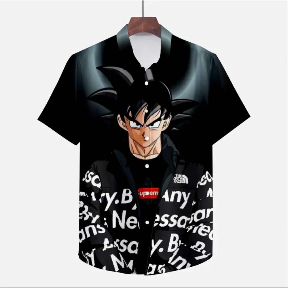 

Male Clothes Men's Shirt Seaside Trip Shirts Dragon Ball Z Cute Social Fashion Original Oversized Blouse Beach Style Streetwear