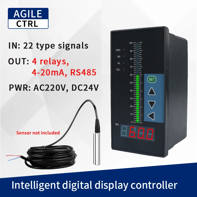 Indicador de Nível Líquido de Indicador Digital Automático Controlador de Nível de Água Relé 420ma Saída ac 220v
