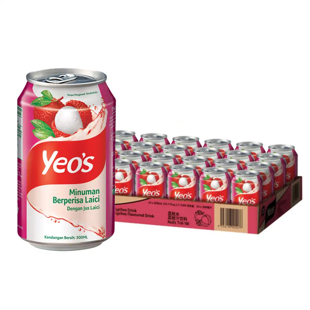 Yeo's Lychee Flavoured Clicks, 300ml x 24 canettes