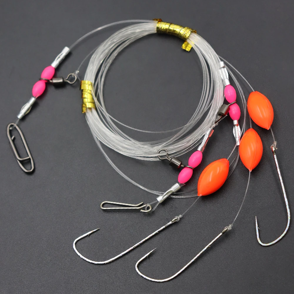 ZYZHE 1 Stück Meeresangel-Rigs, vorgebundene Köder-Rigs mit Schwimmer, bunte Haken, Bootsfischen, Drop-Shot-Rigs, ideal für Barsch, Kabeljau, Schnapper