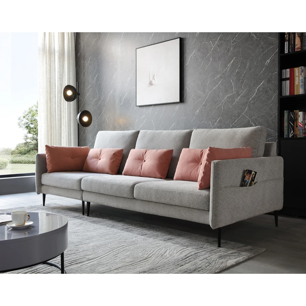

for Modern Small Tufted Fabric Sofa Set 3-Seater European Style for Living Room or Bedroom Wood Legs Home Furniture Sofa