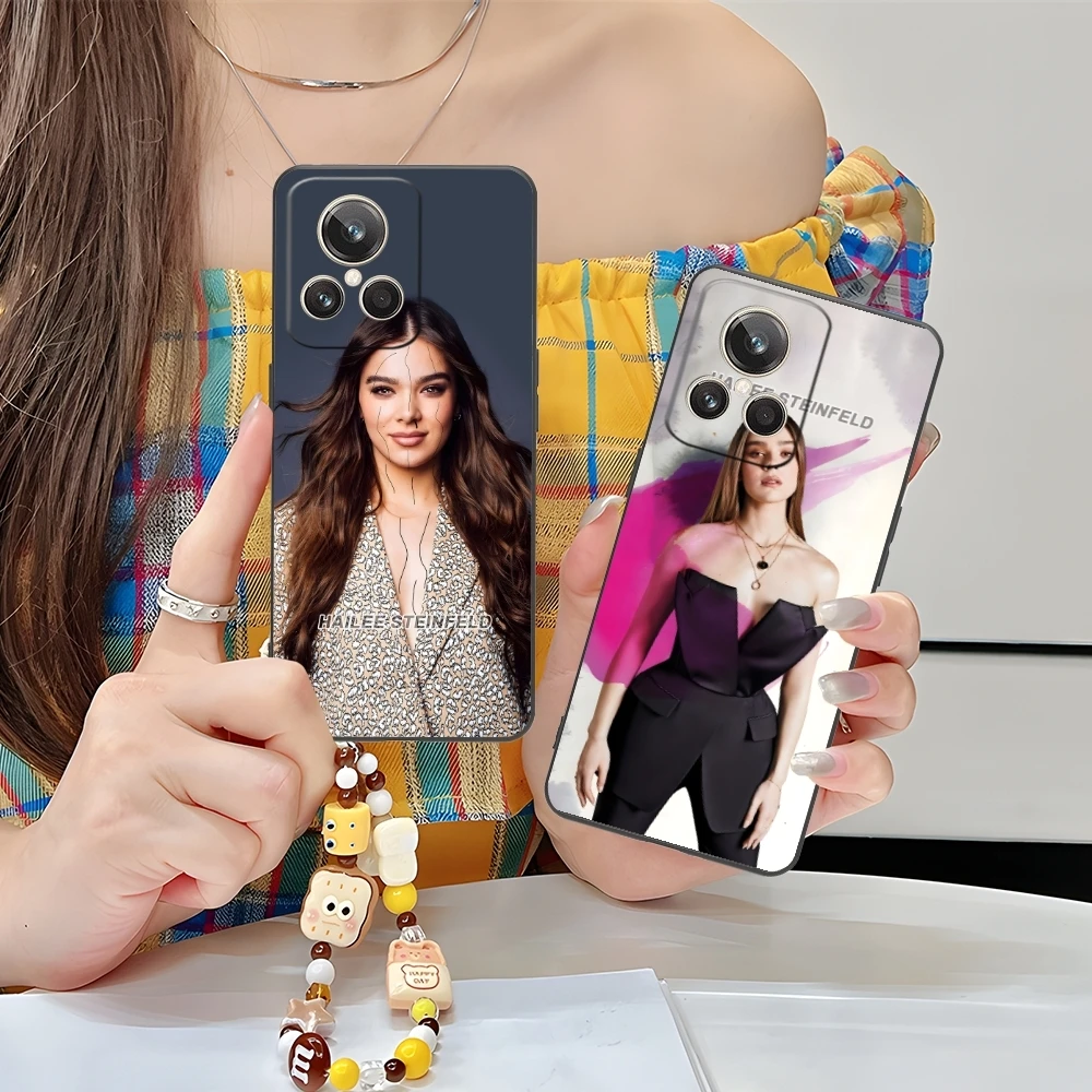 Hailee Steinfeld เคสโทรศัพท์มือถือลายเพ้นท์สีสำหรับ Realme GT 2 9i 8i 7i Pro X50 X2 C35 C21 C20 C11 C3กรอบโทรศัพท์สีดำ