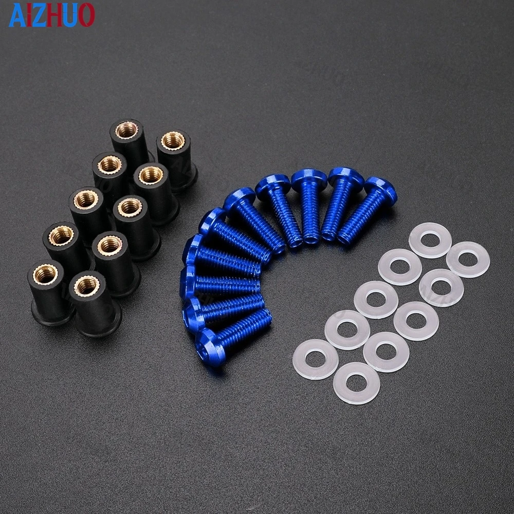10pcs Windshield Screw Nut Sets For Yamaha YZFR6 YZFR3 YZFR1 YZFR7 YZF R1 R6 FZS 1000 YZF-R1 YZF R6 R3 R1 R7 Windscreen Bolt Kit