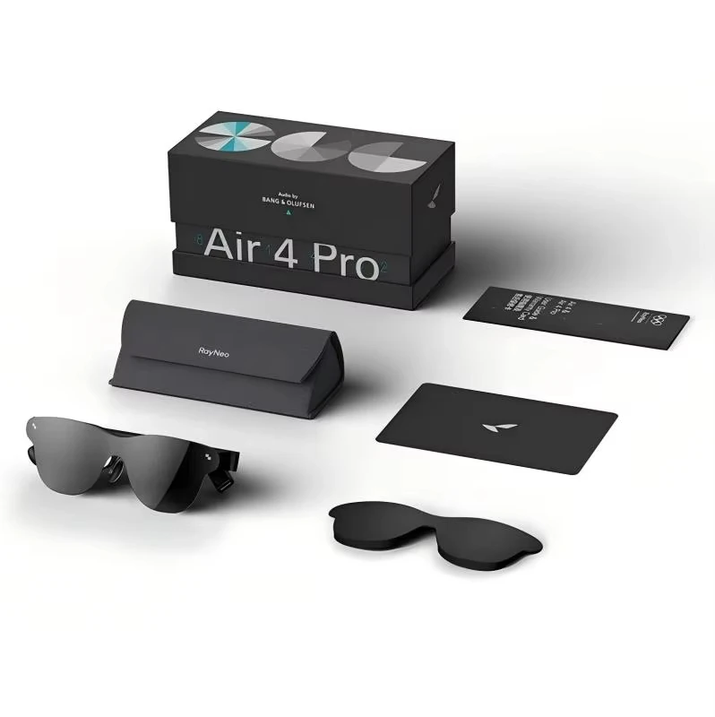 2025 NOVAS óculos AR inteligentes RayNeo Air 4 Pro, 4 alto-falantes, brilho de 1200 lêndeas, visualização HD de 135 polegadas, áudio imersivo, HD10