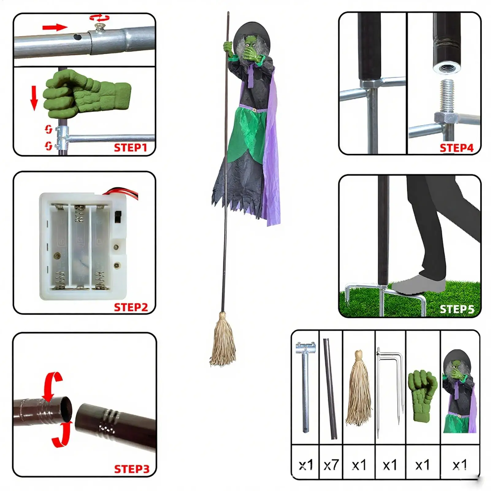 

Плавающая метла ведьмы 9,84 фута, метла звуковой активации, Хэллоуин, аниматронная ведьма, жуткий домашний декор для праздника, дорожки, косплея