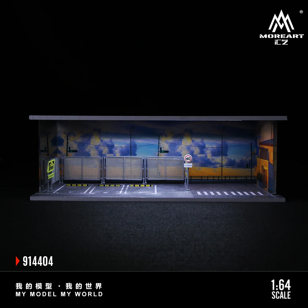 더 많은 아트 1:64 테마 시리즈 조명 버전 장면 모델, 전시 및 수집 및 선물용 주차장 디오라마