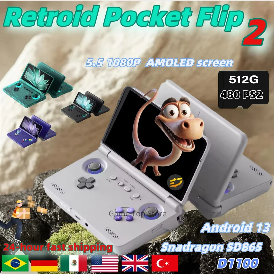 Retroid Pocket Flip 2 Handheld Console SD865 5.5”1080p Oled Wifi6
