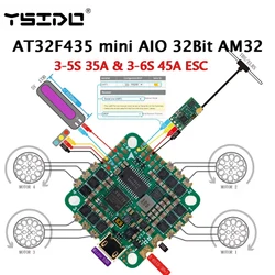 AT32F435 mini AIO 32Bit AM32 3-5S 35A 3-6S 45A ESC Board Flight Controller 25.5*25.5mm Mounting pattern for FPV Racing Drone