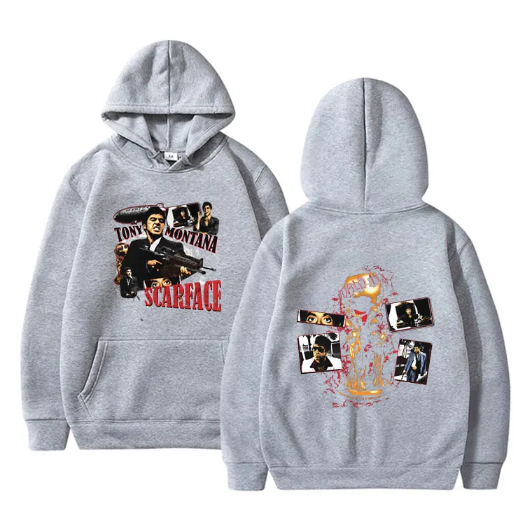 العصابات الشهيرة سكارفيس توني مونتانا آل باتشينو مقنعين البلوز الرجال موضة القطبية البلوز الرجال خمر مقنعين البلوز
