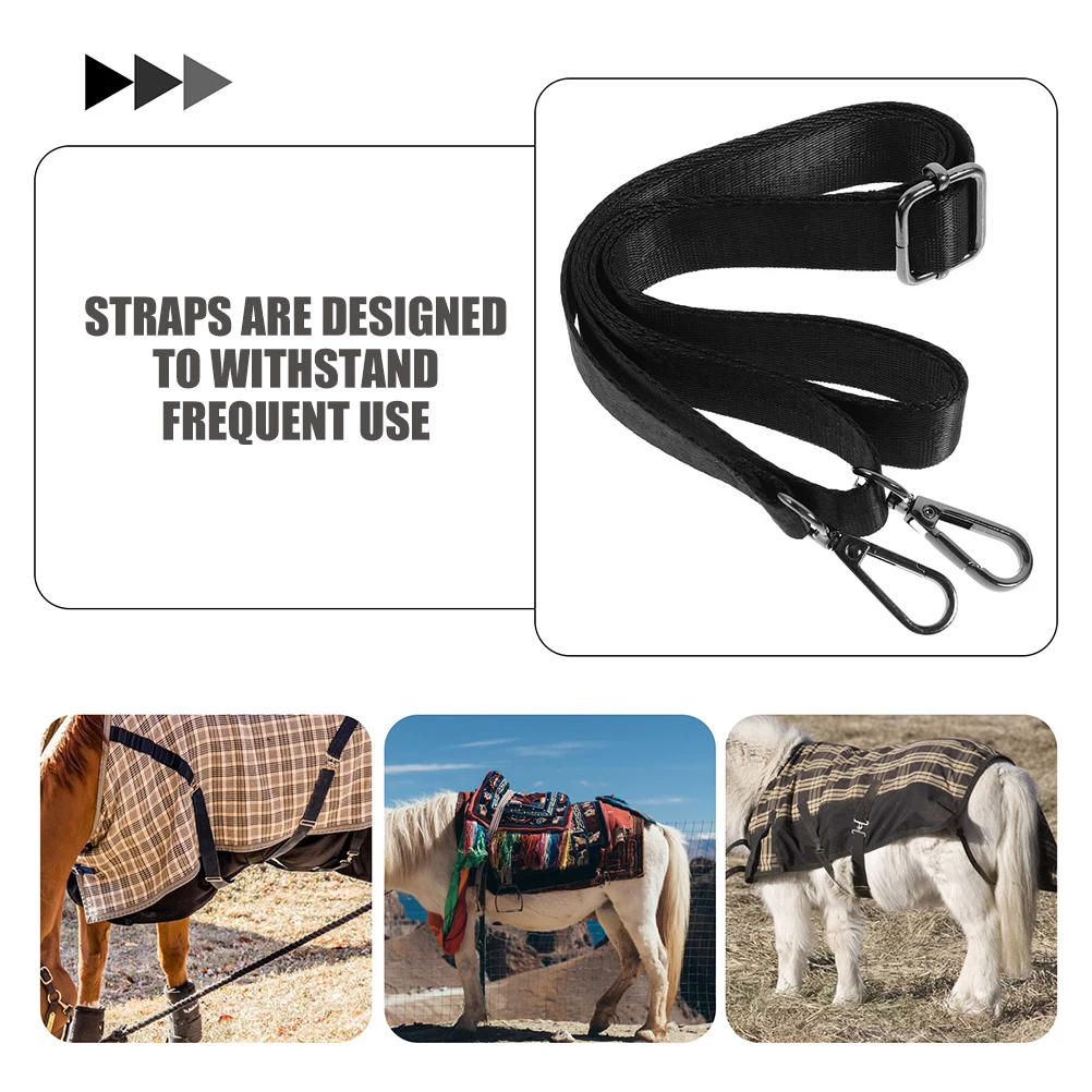 

2pcs Horse Blanket Leg Straps Adjustable Elastic Replacement Shoulder Bands Metal Buckle Snap Equine Accessories