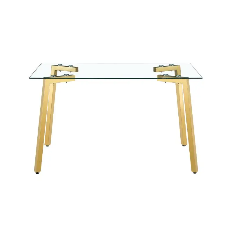 Transparent Glass Dining Table, 130x80x8mm, Gold Legs, Modern Design