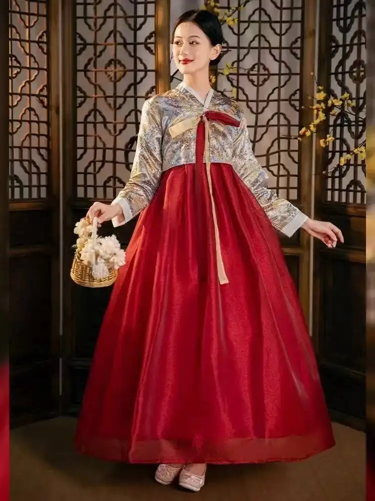 High-end Hanbok for Woman Traditional Korean Dresses Yanji Travel Photohgraphy Clothing Court Style Dance Top Skirt Set Hanboks