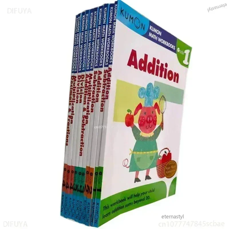 

10 Books/Set Kumon Calculation Math Workbooks English Math Problems Exercises Teaching Books G1-G4 for Age 6-10 Years OldBOOKS