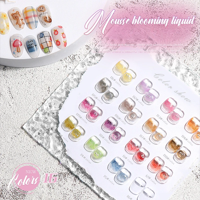 16color Gradient Nail Polish Easy To Use Permanent Pink Yellow Smudged Manicure Tools Extension Nail Gel Nail Accessories