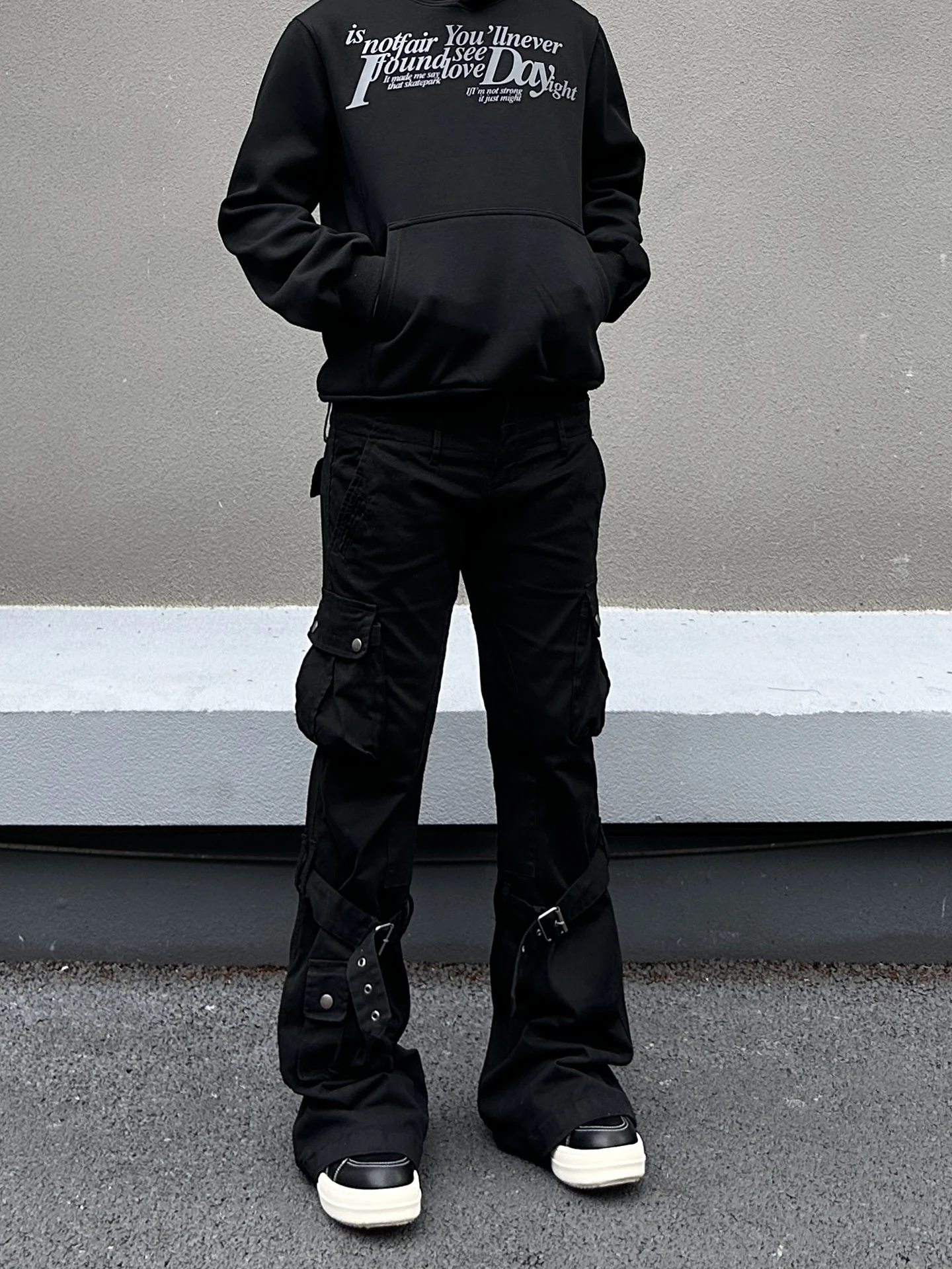 

Джинсы-клеш в американском стиле High Street Vibe, мужские и женские, универсальные рабочие брюки с множеством карманов, длинные брюки Clean Fit