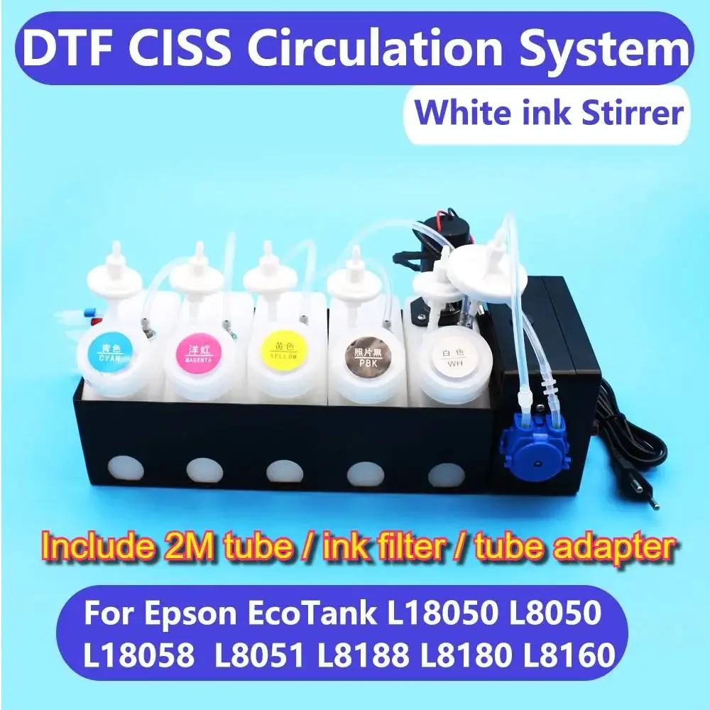 

White Ink Circulation System Ink Tank for Epson L1800 L800 L805 L18050 L8050 XP600 L8180 ET 8550 8500 Modify DTF DTG CISS Device