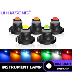 UHUASENG 8PCS T3 Led T4.2 Bulb T4.7 Instrument Switch Radio Dashboard Dash Indicator Panel Lamp Car Warning Light White Blue 12V